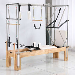 Premium Wood Pilates Cadillac Reformer Bundle,Black,White,Grey