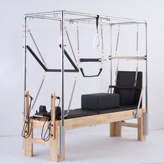 Premium Wood Pilates Cadillac Reformer Bundle,Black,White,Grey